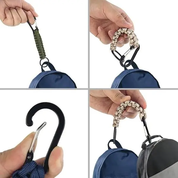 6 Pack Paracord Keychain with Carabiner Braided Lanyard Key Chain Paracord Carabiner Clip for Keys Backpack Paracord Keychain Ring for Men Women Heavy Duty Hook for Outdoor Survival Camping Hiking