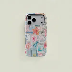 1-Piece Ocean-Themed Tropical Floral Protective Case — Durable 2-in-1 Case for iPhone 17/16/15 Pro, 14/13/12/11 Pro Max, 14/15/16/17 Plus, and Galaxy S25/S24/S23 — Simple & Stylish Protective Case