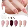 【Buy 1 Get 1 Free Top Coat】PERFECT COLOR 6PCS * 12ML Sparkling Romance Rubber Base Gel Set - Long Lasting Shimmering Rose & Cherry Red Builder Gel, 4 in 1 Nail Strengthening & Color Base Soak Off UV LED Gel DealsForYourDays