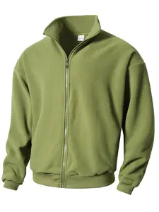 Men's  Fleece Jacket - Stand - Up Collar, Full - Zip Front, Loose Fit Design. Perfect for Transitioning from Casual Lounge Days to Outdoor Adventures in Cool Weather. Elevate Your Cold - Weather Wardrobe with Timeless Comfort & Versatile Style
