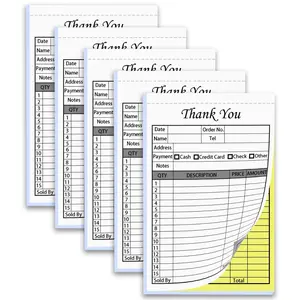 250 Carbonless Duplicate Receipt Books, 5.5 X 8.3 Inches Invoice Receipt Book, Small Business Use, /