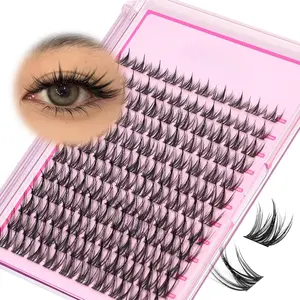 Natural Lash Clusters Wispy Fairy Eyelash Extensions 10-16MM CC Curly Manga Eyelash Clusters 120Pcs Individual Versatile DIY Lash Extension, Black