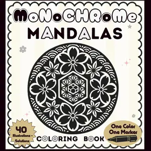 Monochrome Mandalas: Mindful Coloring book with a collection of relaxing illustrations and designs - use just one color, one pen - for Adults & Teens (Black Monochrome Coloring Book), Paperback