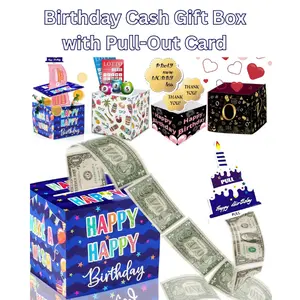 Birthday Cash Gift Box with Pull-Out Card – 30 Clear Bags DIY Kit, Funny Money Idea for Parents, Friends, Lovers, Special Events perfect for Valentines day gift