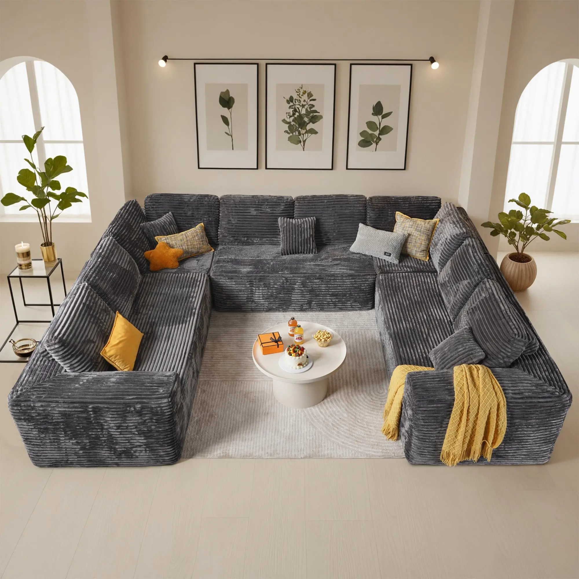 ALTRIGUS Viral Cloud Sectional Couch U Shape Sofa Oversize Modern Modular Sofa with Deep Seat Upholstered Couches for Living Room Bedroom No Assembly Required Free Combination Plush Corduroy Fabric
