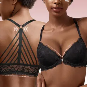 Ecomilky Lady's Front-Close Push-Up Underwire Bra - Minimalist Basic Soft Breathable Bra, Skin-Friendly Fabric, Adjustable Floral Clasp, Sexy Lace, Comfortable for Large Busts, Hand Wash Only, Women, Underwear For Women, Lace Everyday Bras