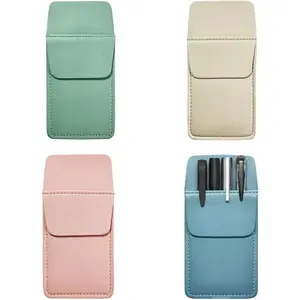 4PCS Pen Pocket Protector, Premium PU Leather Pocket Pen Holder & Sleeve Pouch Organizer for Nurses, Doctors, Engineers; Multi-Color Leak-proof Pocket Organizer for Uniforms & Lab Coats