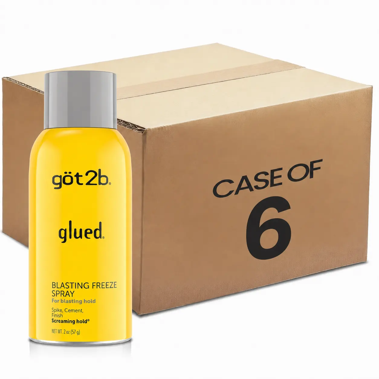 got2b Glued Blasting Freeze Hairspray, (Pack of 6) Travel Size 2 oz Aerosol, Strong Hold Styling Spray for Updos & On-the-Go Hair