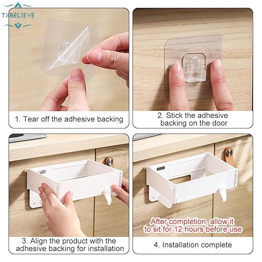 Foldable Trash Bag Holder, Hanging Waste Garbage Can Rack Magnetic Closure Waste Bag Hanger Racks with Fixing Snap for Kitchen Cabinets Doors