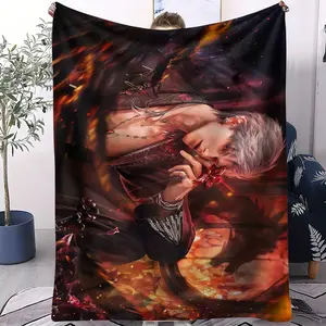 Love and Deepspace Pattern Lightweight Throw Blanket, All-Season Use, Suitable for Bed Sofa Car Room Decor, Perfect Gift, Single-Sided Print Blanket