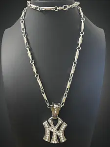 Stainless Steel 30in Chain W/ VVS CZ NY Yankee Symbol