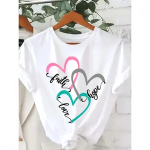 Inspirational Faith Love and Hope Plus Size Short Sleeve Casual Round Neck TShirt