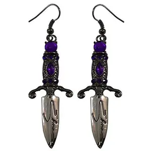 Elvira Dagger Earrings Purple Stones Halloween Horror Jewelry Kreepsville Gothic