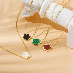 Five-Leaf Clover Women's Necklace | Elegant & Exquisite High-Quality Jewelry, Stainless Steel Necklace – Ideal Gift for Birthdays, Halloween, Christmas and Female Loved Ones