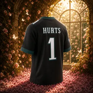 Men's Philadelphia Football Jalen Hurts #1 Black Alternate Game Jersey Athletic Fan Shirt Breathable Sports Apparel Adult Sizes