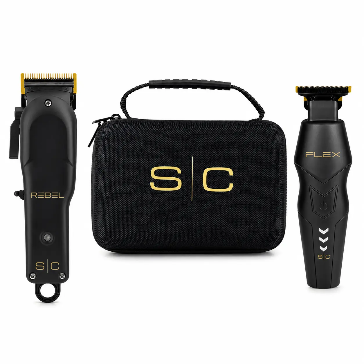 StyleCraft Pro Super Set Black Rebel Clipper & Flex Trimmer Premium Clipper SC326B