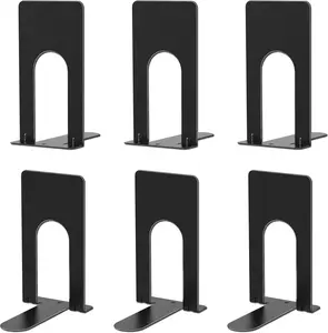 Book Ends 3 Pairs of Small Bookends Shelves 3.9 x 2.8 × 5.2 in Black Metal Book Stopper Sturdy Book Holders