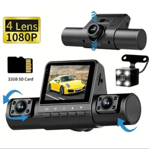 4-Channel Car DVR, 1 Count Front & Rear & Inside Left & Inside Right Dashcam Camera with 32GB SD Card, Car DVR, Car Electronics Accessories
