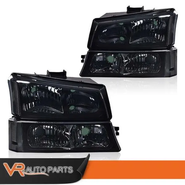 Fit For 03-07 Chevy Silverado Clear Corner Headlights Black & Signal Bumper Lamp, Bolt-On, Pair Set