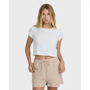 BILLABONG Women's Daily T-Short Sleeve T-Shirt, 100% Cotton Vintage Wash Cropped Crew Neck Tee, Casual Daily Beach Top