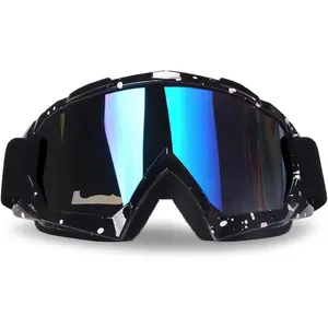 Goggles Dirt  Goggles Windproof ATV  Racing GogglesScratch Resistant Ski Goggles Protective Safety Glasses PU  (Black frame+Color lens)
