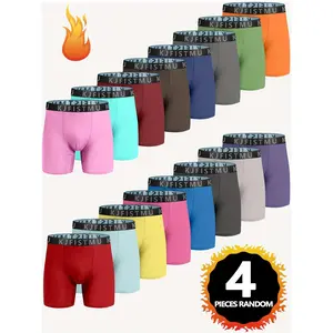 KJFISTMU 4-Pack Solid Color Men's Boxer Briefs Soft Comfortable & Breathable Perfect for Everyday Wear at Home or the Office Durable Design Men's Underwear Christmas Gift for Stocking Up Great Value Set Bundle Pack