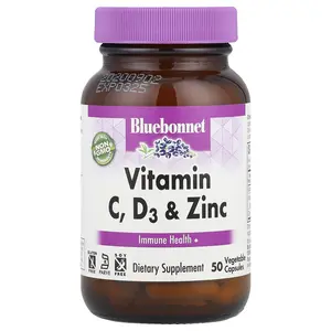 Bluebonnet Nutrition Vitamin C, D3 & Zinc, 50 Vegetable Capsules