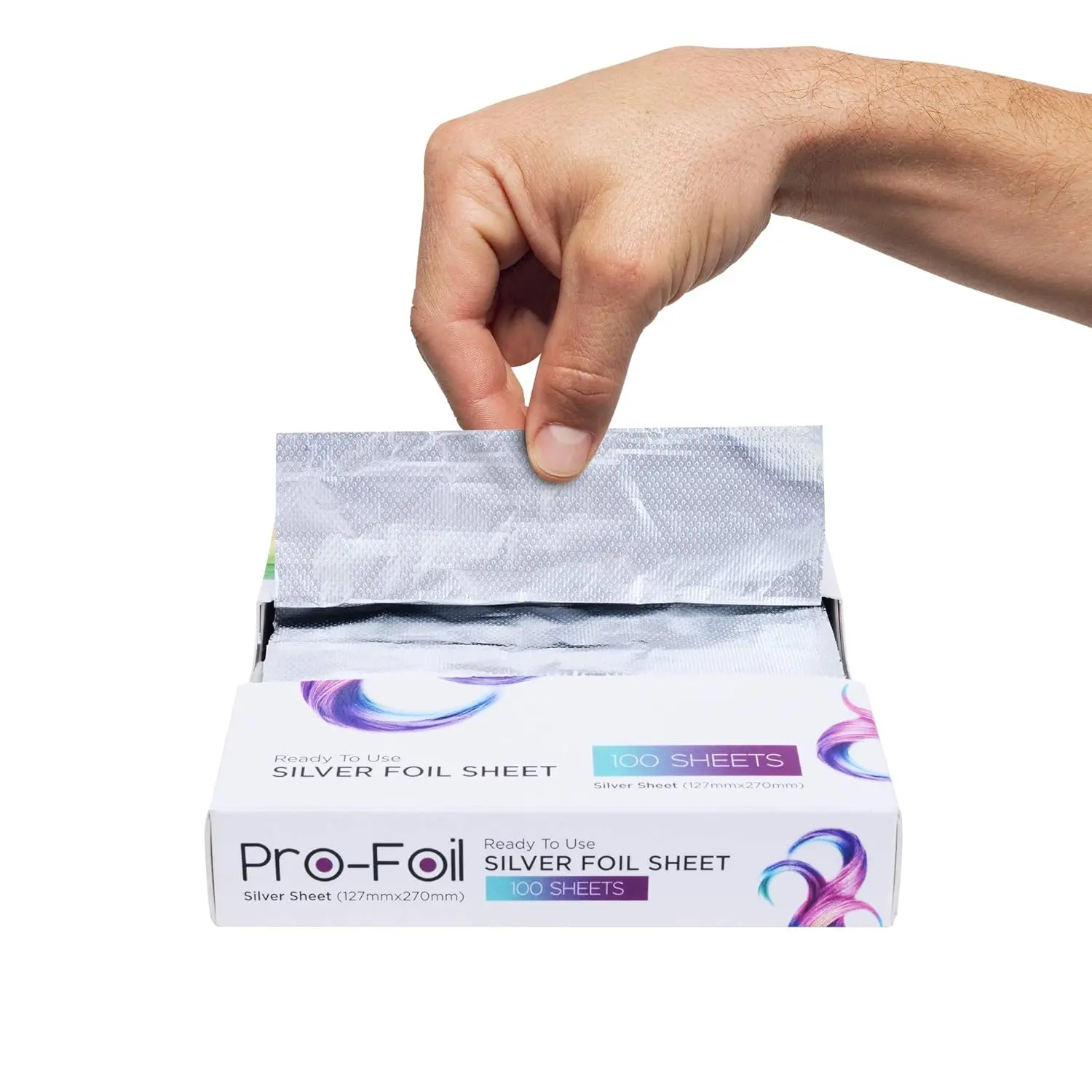 100 Count Pre-Cut Pop Up Hair Foils, Embossed Pure Aluminum Sheets for Professional Haircare, Highlighting and Coloring, Foil Sheets, Embossed Foil