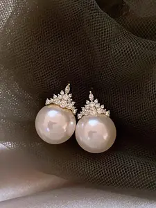 Elegant Crown Design Faux Pearl Decorated Dangle Earrings, Fashion Jewelry for Party, Daily Clothing Decor, Trendy All-match & Exquisite Jewelry for Birthday Gift