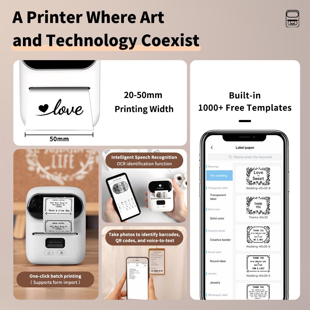 Portable Label Printer Mini Thermal Self-Adhesive Sticker Printer Mobile Pocket Tag Price UV Label Sticker Printer