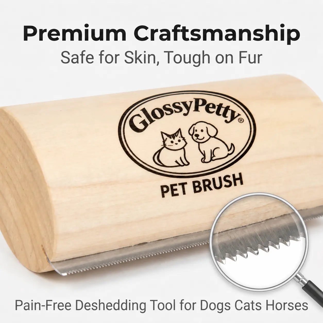 Pet Grooming Deshedding Brush, Wooden Undercoat Rake Comb for Dogs & Cats, Pain-Free Shedding Tool for Short Long Thick Hair Pets, Efficient Loose Fur Remover, Easy Clean Groomer Tool for Home Daily Grooming & Travel Use