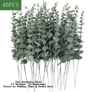 40 Pcs Artificial Eucalyptus Stems, UV Resistant Faux Greenery for Wedding Bouquets, Home Decor, Garden, and Floral Arrangements