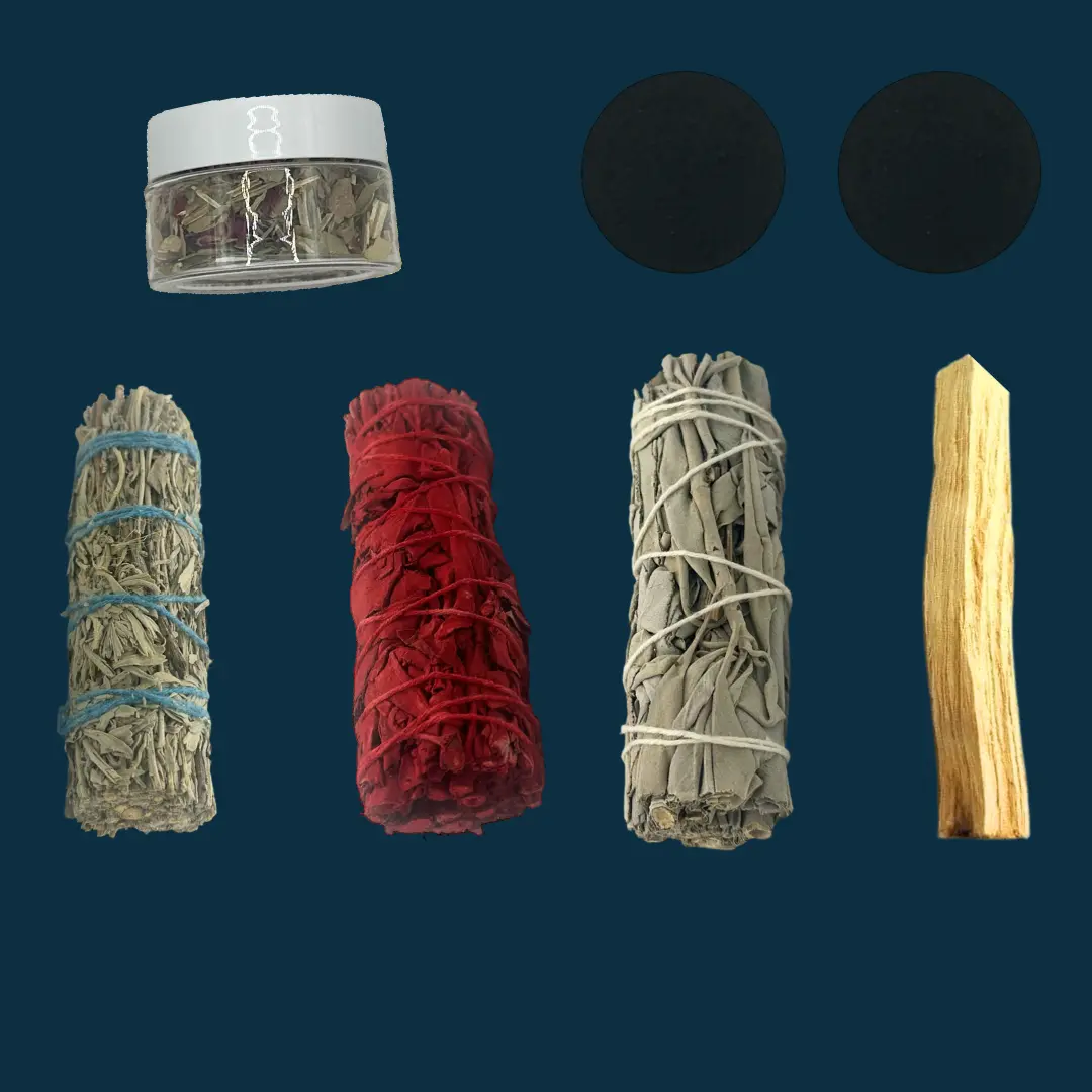 Ultimate Bundle Burn Box | Complete Energy Clearing & Manifestation Kit | Smudge Sticks