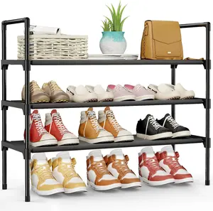 Space Saving 3-Tier Shoe Rack – Easy Assembly Shoe Organizer for Closet & Entryway, Durable Storage Shelf (Black)