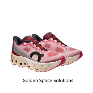 Pink High-Performance Cushioned Running Shoes, Large-Scale Hollow Cloud Outsole with Engineered Mesh Upper Design