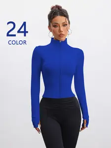 Women's Zipper Fitted Jacket Sports Running Top, Quick-Dry Design, Perfect Body Shape Display, Casual Fashion Outerwear, Yoga Jacket Top
