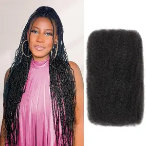 Afro Kinkys Bulk Human Hair, 18 Inch 50 Gram Soft 4C Afro Kinky-Curly Human Hair Bulk for Twist Dreadlocks Extensions Repair Locs Natural Black 1 Pack (1B, 18inch)