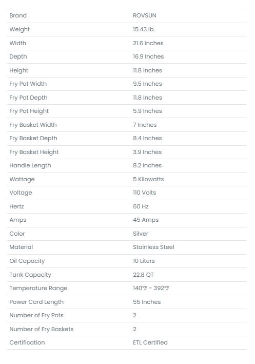 [FLASH SALE] ROVSUN 22.8 QT 110V 5000W Double Tank Electric Deep Fryer