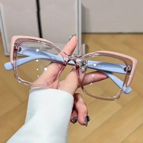 Unisex Cat-Eye Square Blue Light Blocking Glasses, Stylish Frame for Daily Work Use, Everyday Eyewear, Fashion Eyeglasses