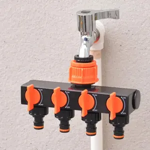 4 Way Garden Hose Splitter, Hose Connector, Water Distributor with 4 Individual on-Off Switch, Suitable for Outdoor Sprinkler Irrigation Systems, Garden Hose Connectors