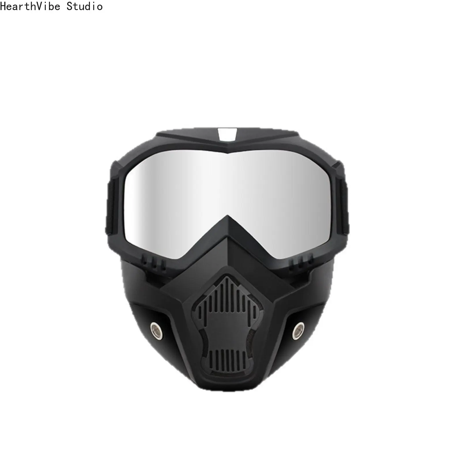 Skull Ghost Phantom 2-in-1 Detachable Tactical Face Shield - Protective Mask & Motorcycle Goggles, Windproof Dustproof UV-Resistant Biker Gear for Riding, Cosplay, Burning Man, 2-In-1 Detachable Design, Adjustable