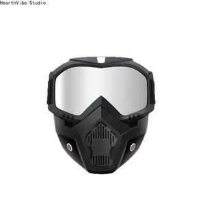 Skull Ghost Tactical Face Shield - Detachable Motorcycle Goggles & Mask, Windproof Dust-Proof Biker Gear, UV Resistant Protective Eyewear for Riding & Cosplay