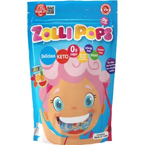 Valentine Cupid Zolli Popz Assorted Fruit Sugar Free Lollipops 5.2oz Resealable Pouch with 22 Zolli Grams Inside Candy Snack Sweet No Artificial Dyes