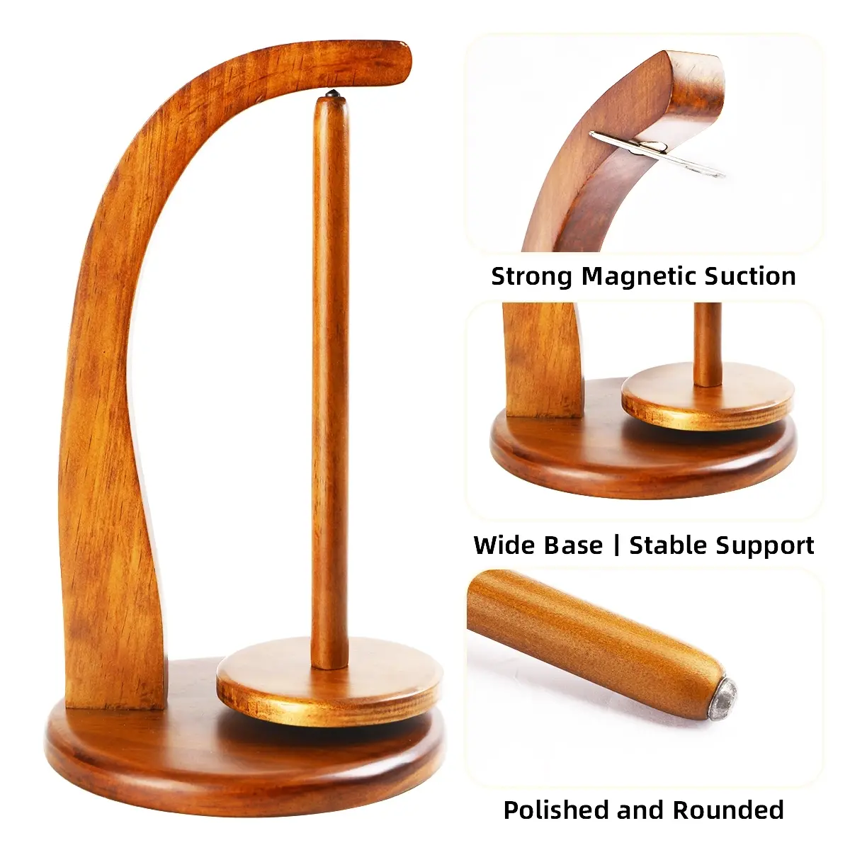 1Pc Yarn Holder for Crocheting, Crochet Yarn Holder, Magnetic Wooden Yarn Holder Spinner, Ideal for Crochet Accessories, Rotating Yarn Ball Holder for Most Yarns, Crochet Thread, Crochet Items