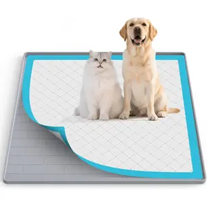 Pee Pad Tray Holder for Dogs,Non-Slip   Puppy Pad Holder,24 x 24 Square Puppy Potty  Pads,No Spill Raised Lip High Edge,Portable, Leak-Proof Mat Trays for Indoor Floor Protection