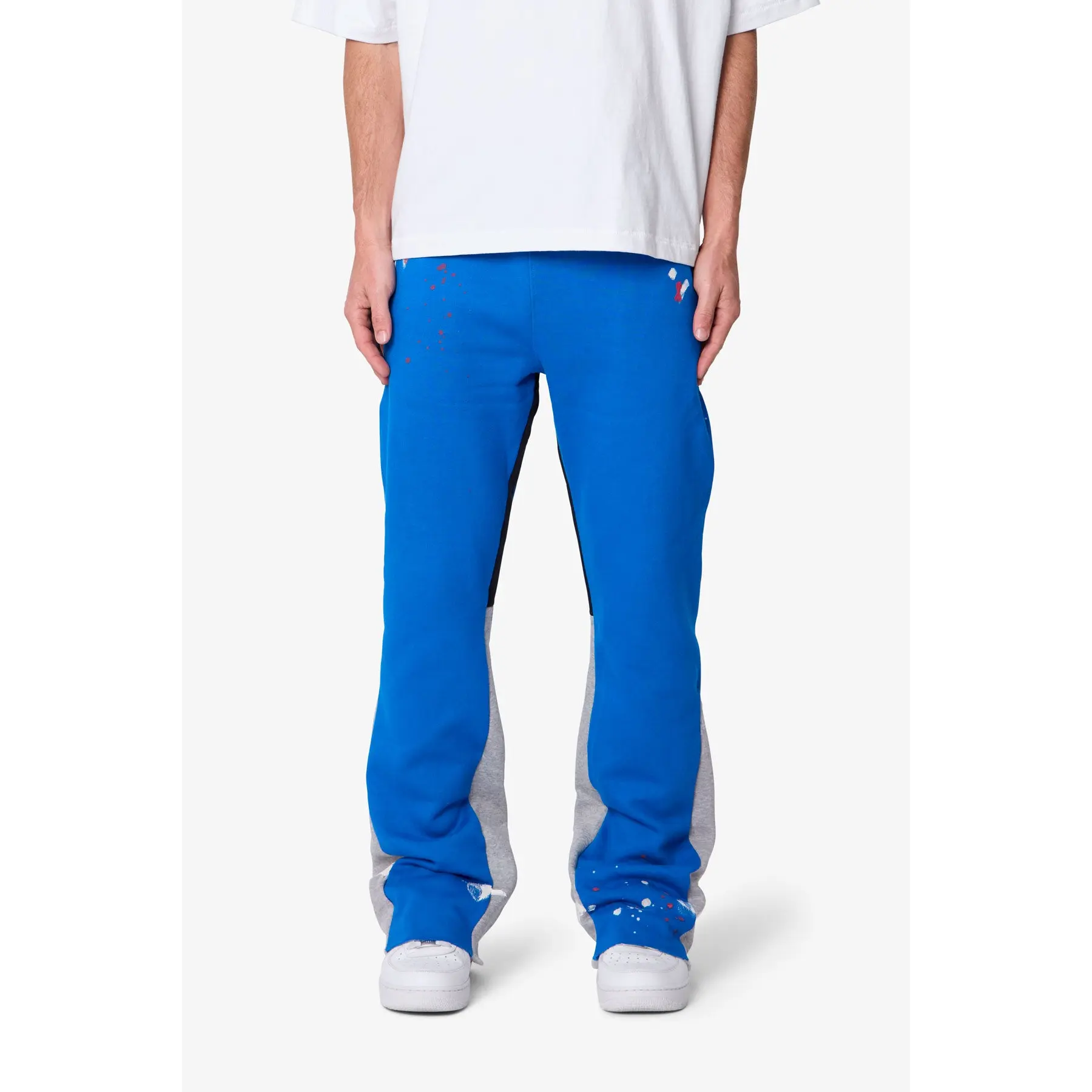 Contrast Bootcut Sweatpants - Blue/Grey
