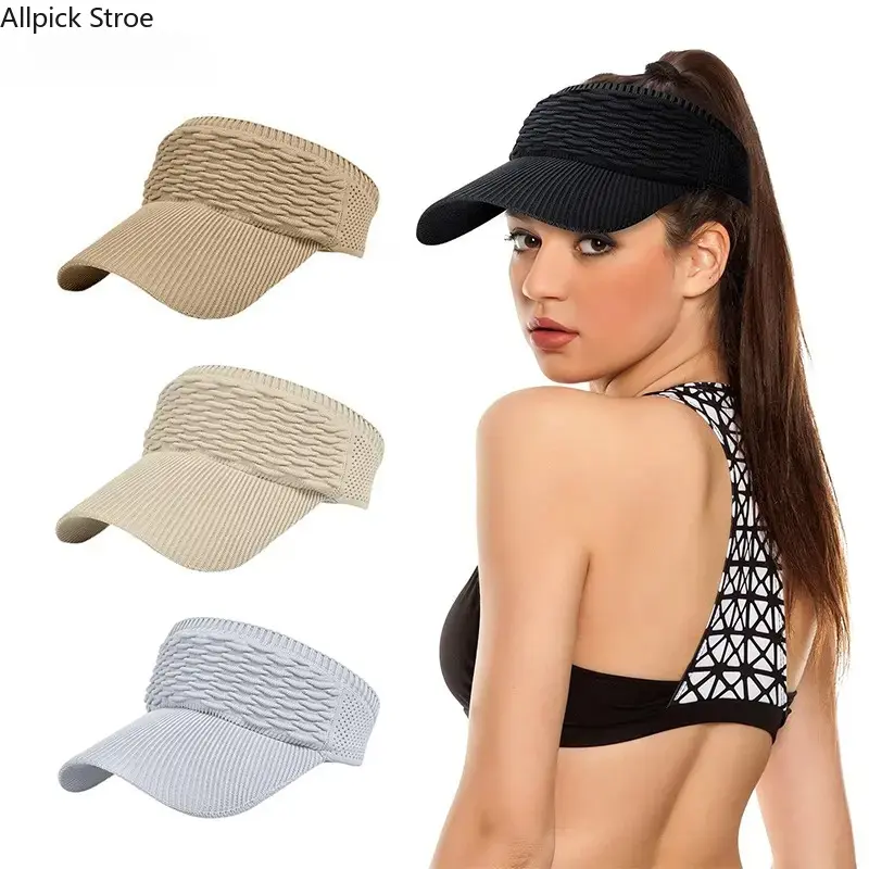 2-Pack Women's Sun Visor Hats, Breathable Open-Top High Ponytail Visor with UV Protection for Beach, Outdoors, and Daily Wear
