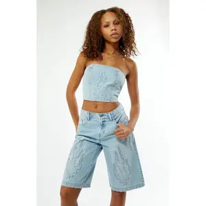 Pacsun Women's Aries Denim Corset Top