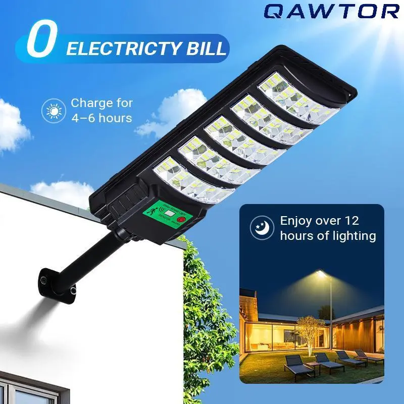 Solar LED Street Light Outdoor – 120LM/W Super Bright, Motion Sensor, Monocrystalline Panel, LiFePO4 Battery, IP65 Waterproof for Yard, Garden, Garage, Driveway