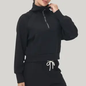 Women's Casual Collared Half-Zip Pullover Oversized Short Long Sleeve Sweatshirts Must-Have Sportswear for Spring/Fall/Winter